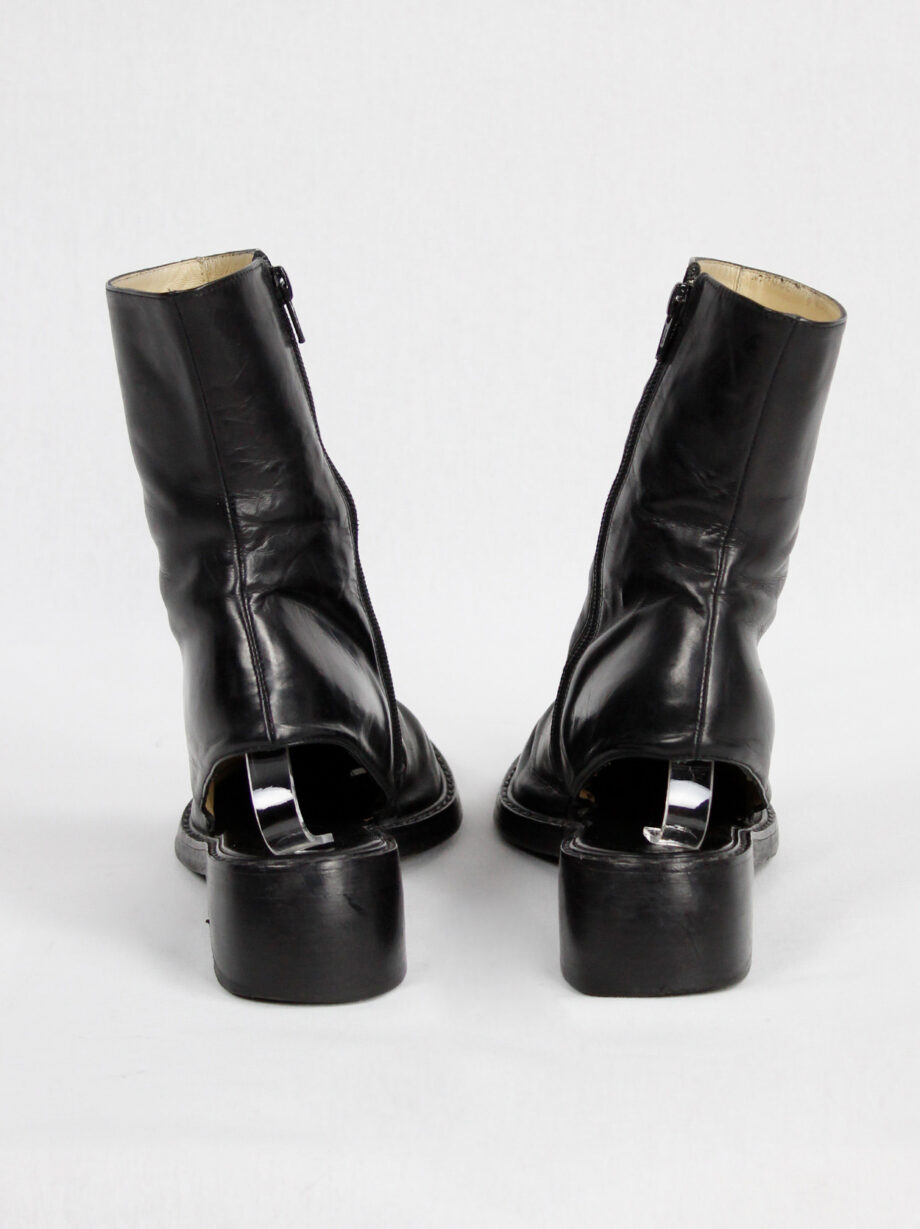 vintage Ann Demeulemeester black ankle boots with cut out heel spring 1994 (10)