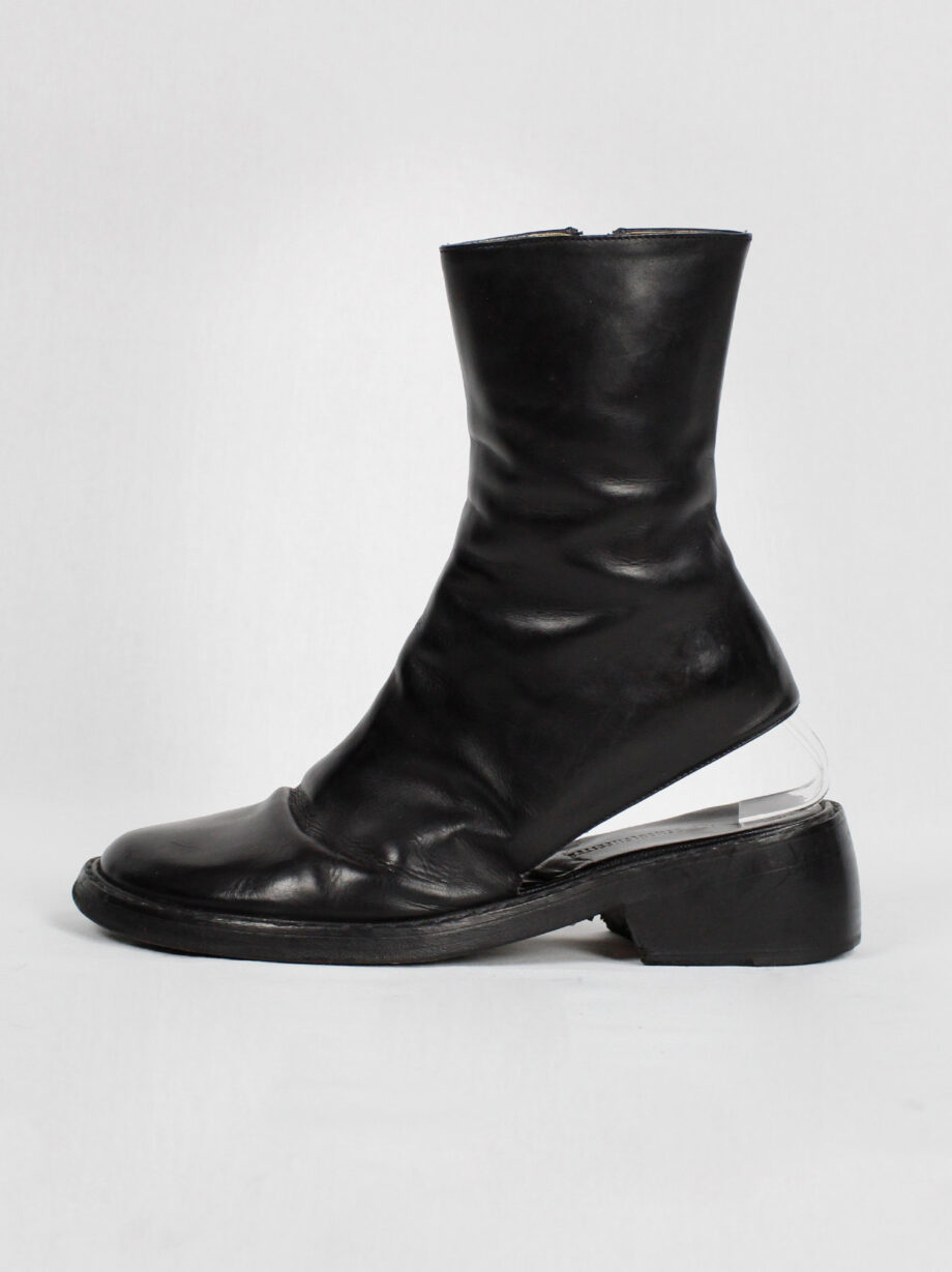 vintage Ann Demeulemeester black ankle boots with cut out heel spring 1994 (13)
