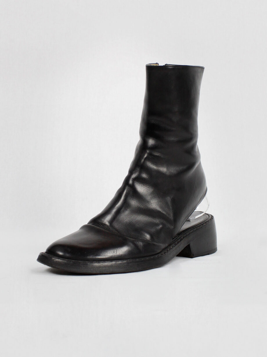 vintage Ann Demeulemeester black ankle boots with cut out heel spring 1994 (14)