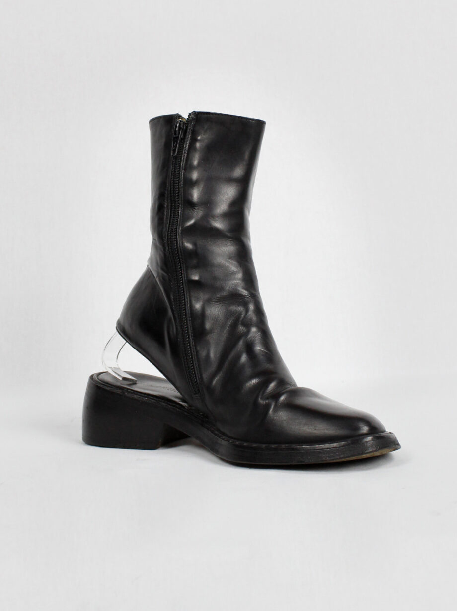 vintage Ann Demeulemeester black ankle boots with cut out heel spring 1994 (16)