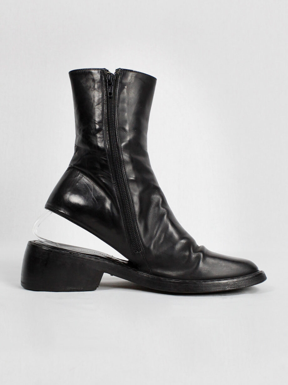 vintage Ann Demeulemeester black ankle boots with cut out heel spring 1994 (17)