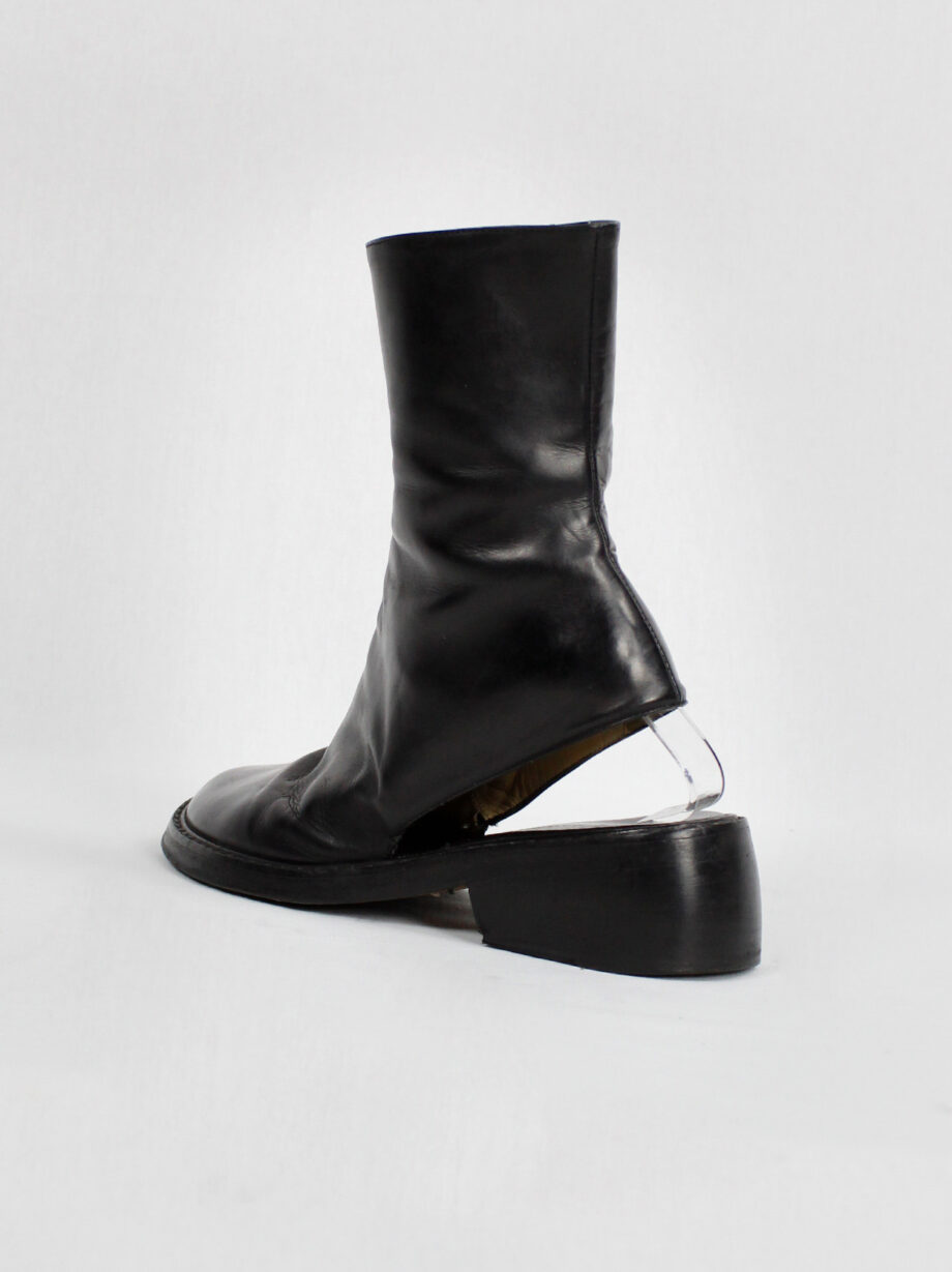 vintage Ann Demeulemeester black ankle boots with cut out heel spring 1994 (20)