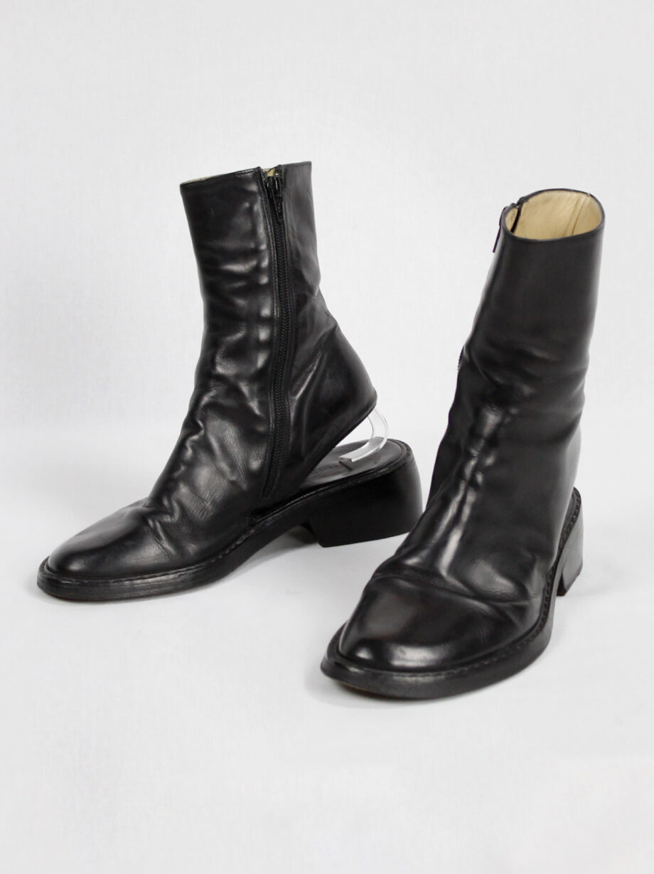 vintage Ann Demeulemeester black ankle boots with cut out heel spring 1994 (8)
