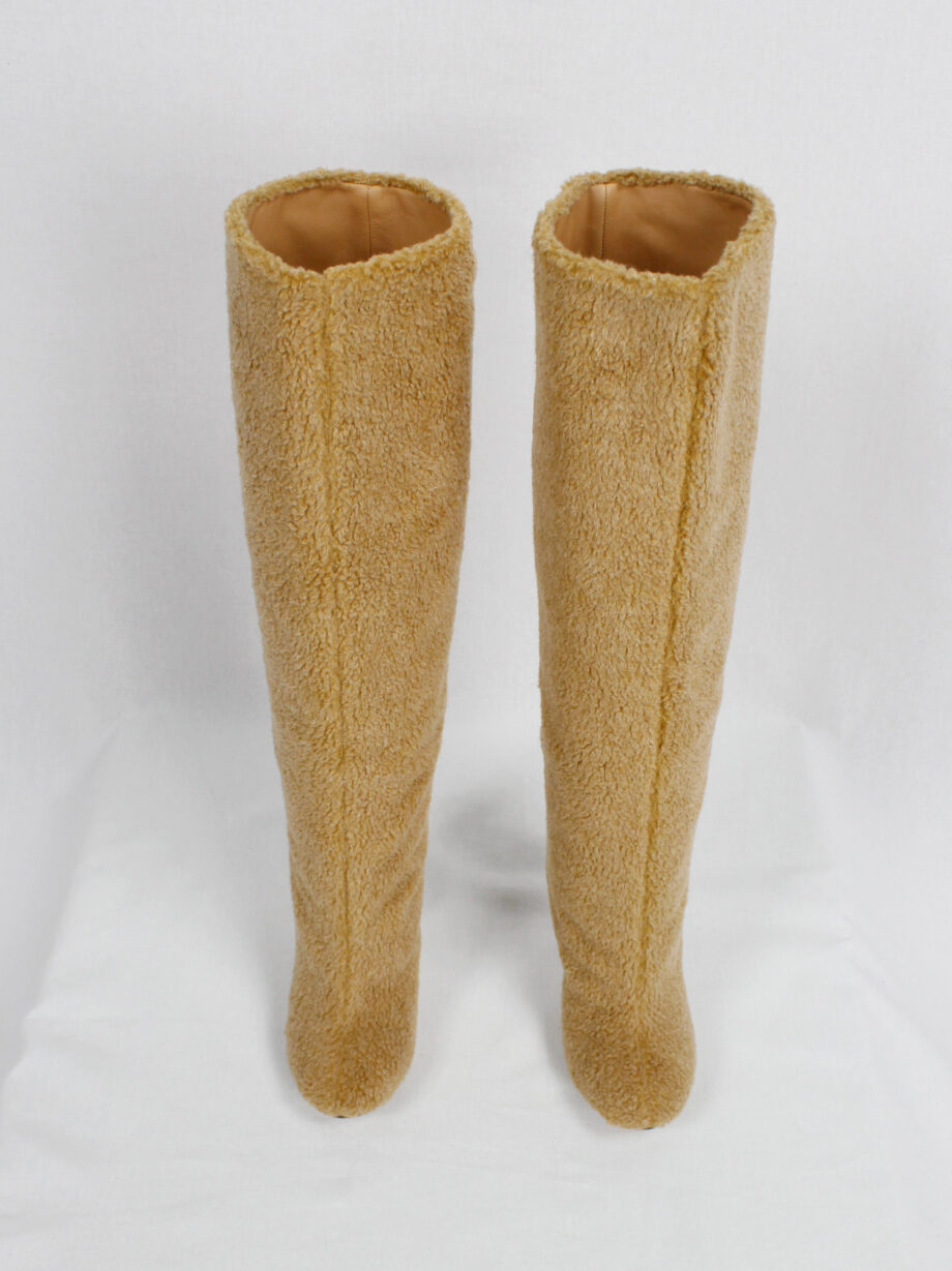 vintage Maison Margiela tall orange brown teddy bear boots with rusty nail heel (14)