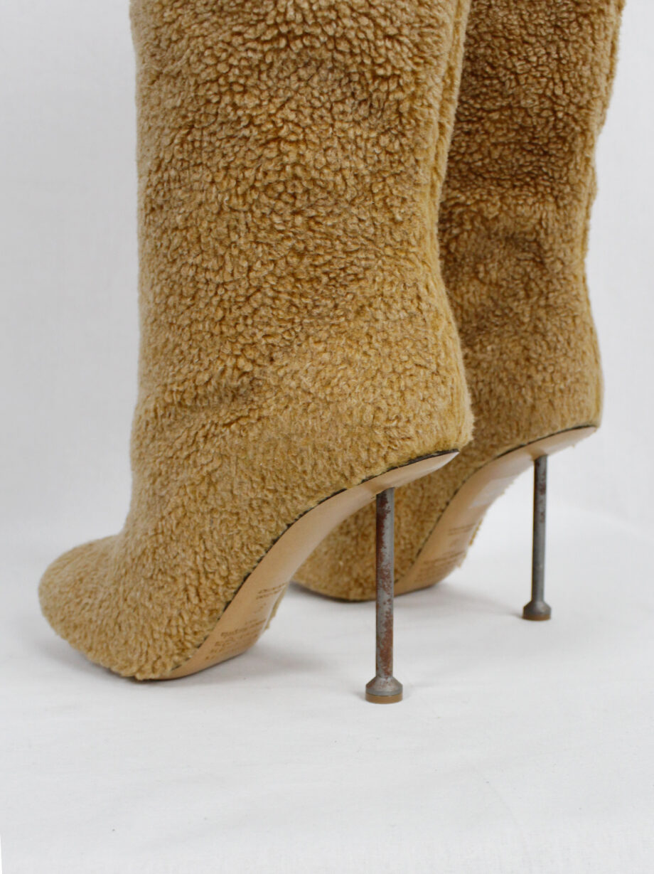 vintage Maison Margiela tall orange brown teddy bear boots with rusty nail heel (19)