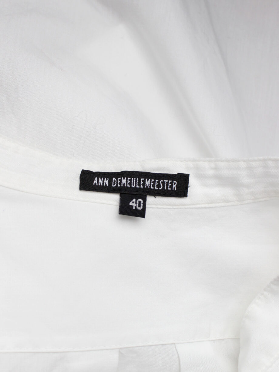 Ann Demeulemeester white minimalist oversized long shirt with bib collar (1)