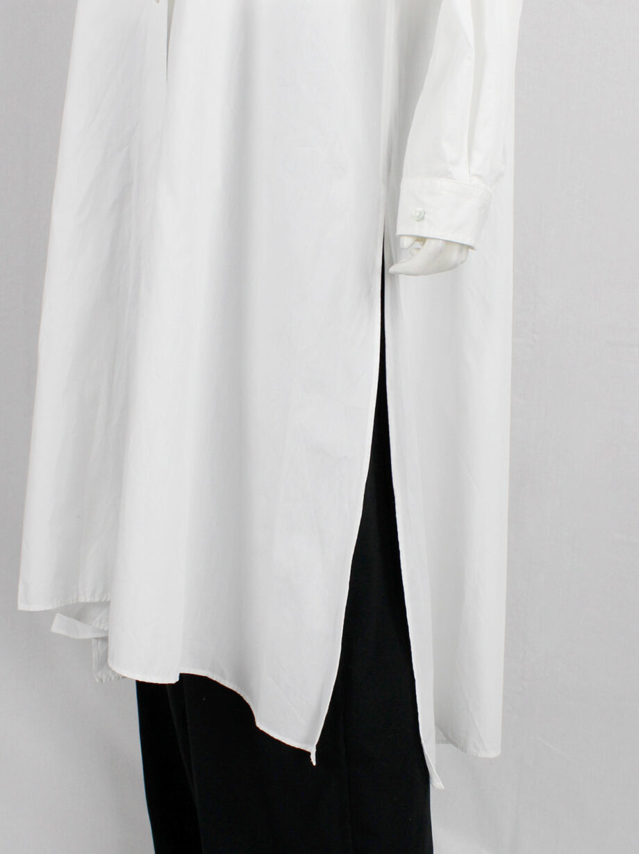 Ann Demeulemeester white minimalist oversized long shirt with bib collar (12)