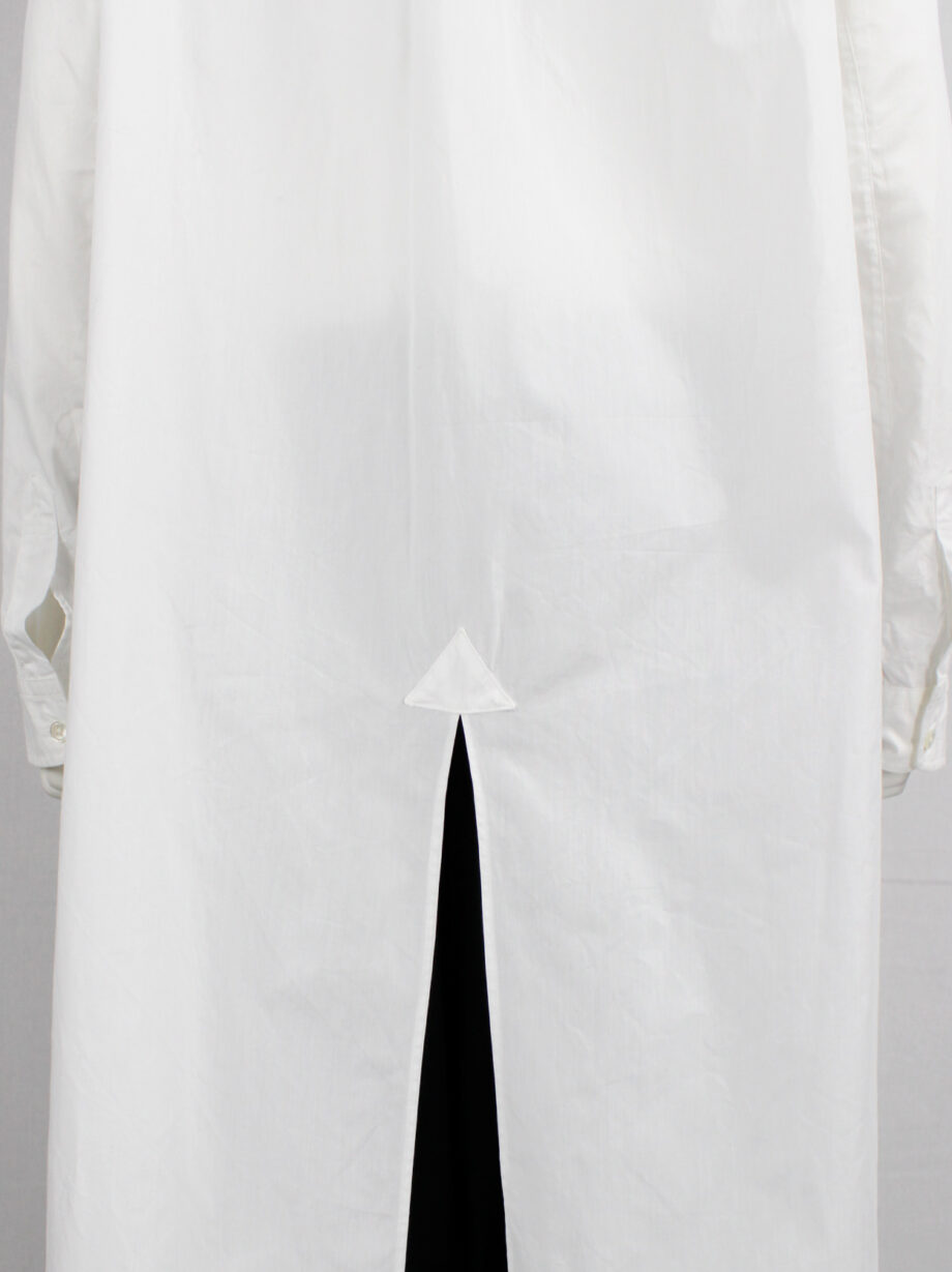 Ann Demeulemeester white minimalist oversized long shirt with bib collar (14)