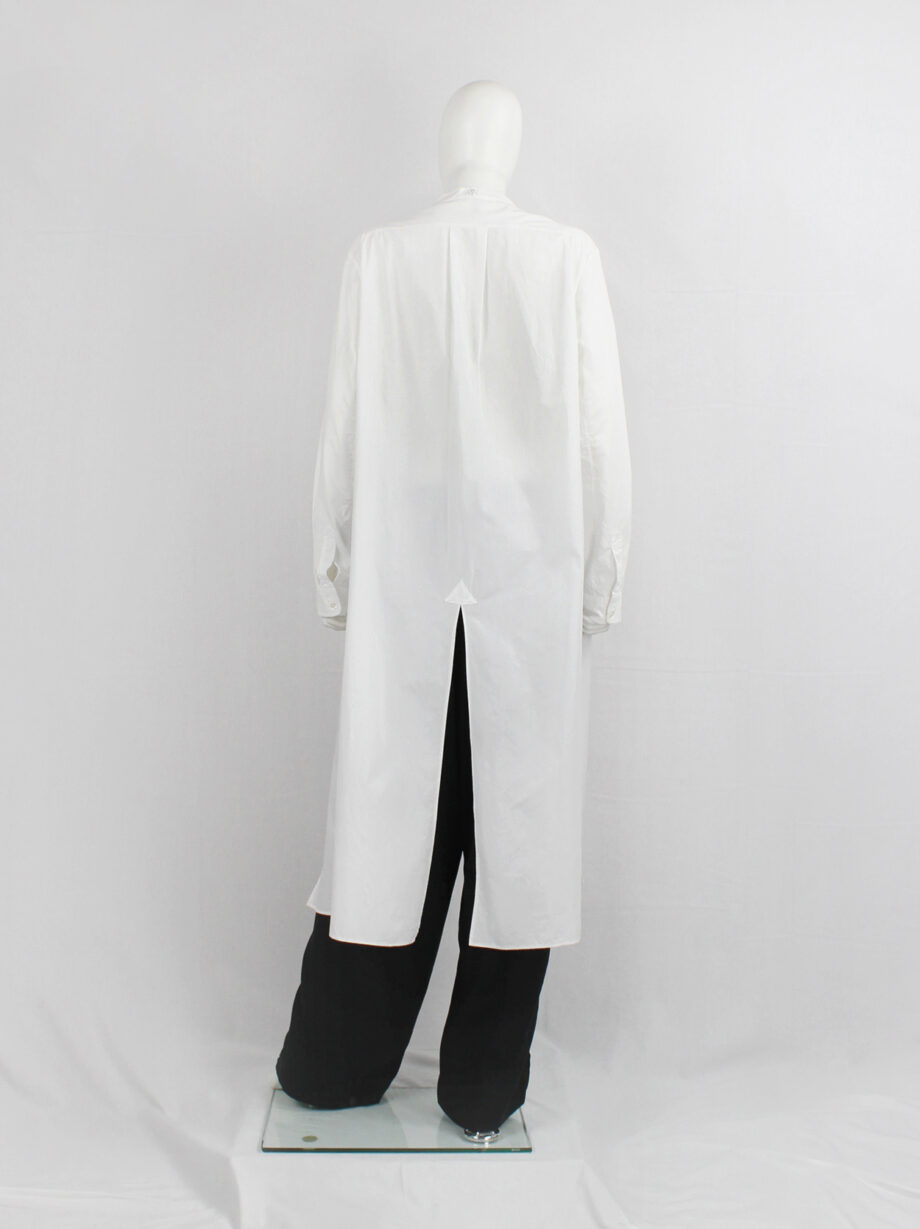 Ann Demeulemeester white minimalist oversized long shirt with bib collar (16)