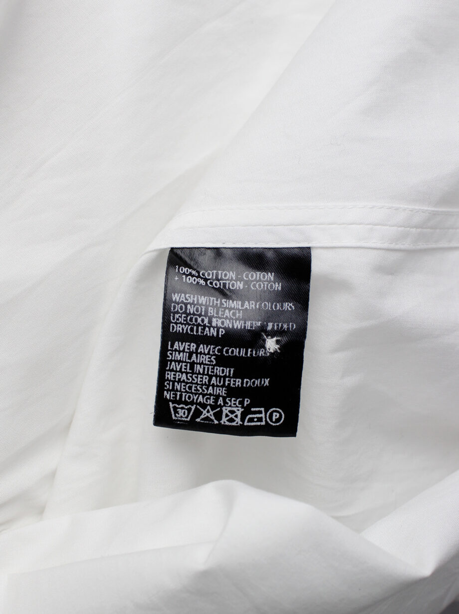 Ann Demeulemeester white minimalist oversized long shirt with bib collar (2)