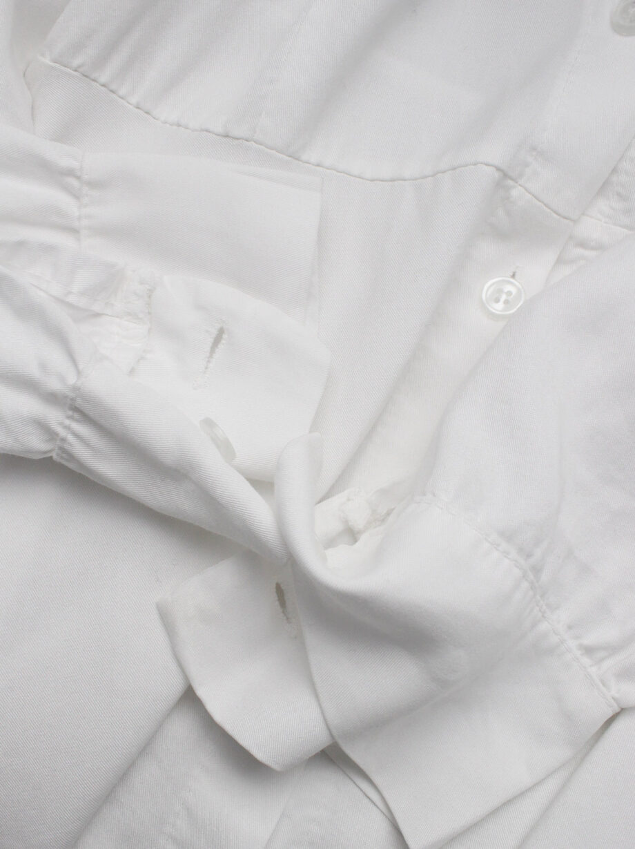 Ann Demeulemeester white minimalist oversized long shirt with bib collar (3)