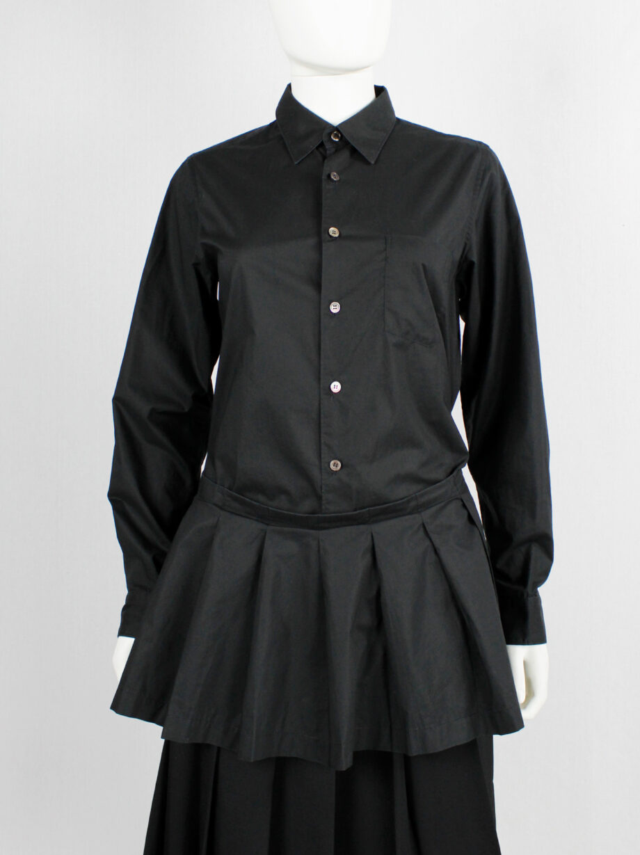 Comme des Garcons tricot black shirt with pleated peplum on the front AD 1998 (8)