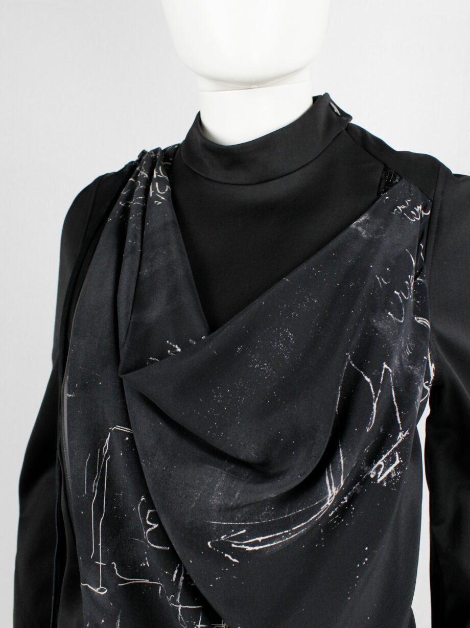 archive a f Vandevorst black draped fencing jacket with chalk print fall 2010 (12)