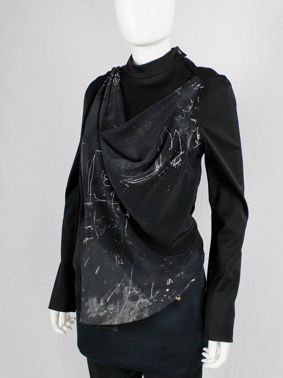 archive a f Vandevorst black draped fencing jacket with chalk print fall 2010 (15)