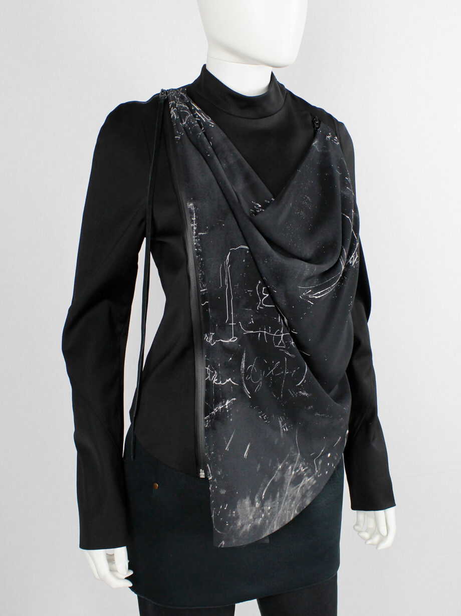archive a f Vandevorst black draped fencing jacket with chalk print fall 2010 (16)