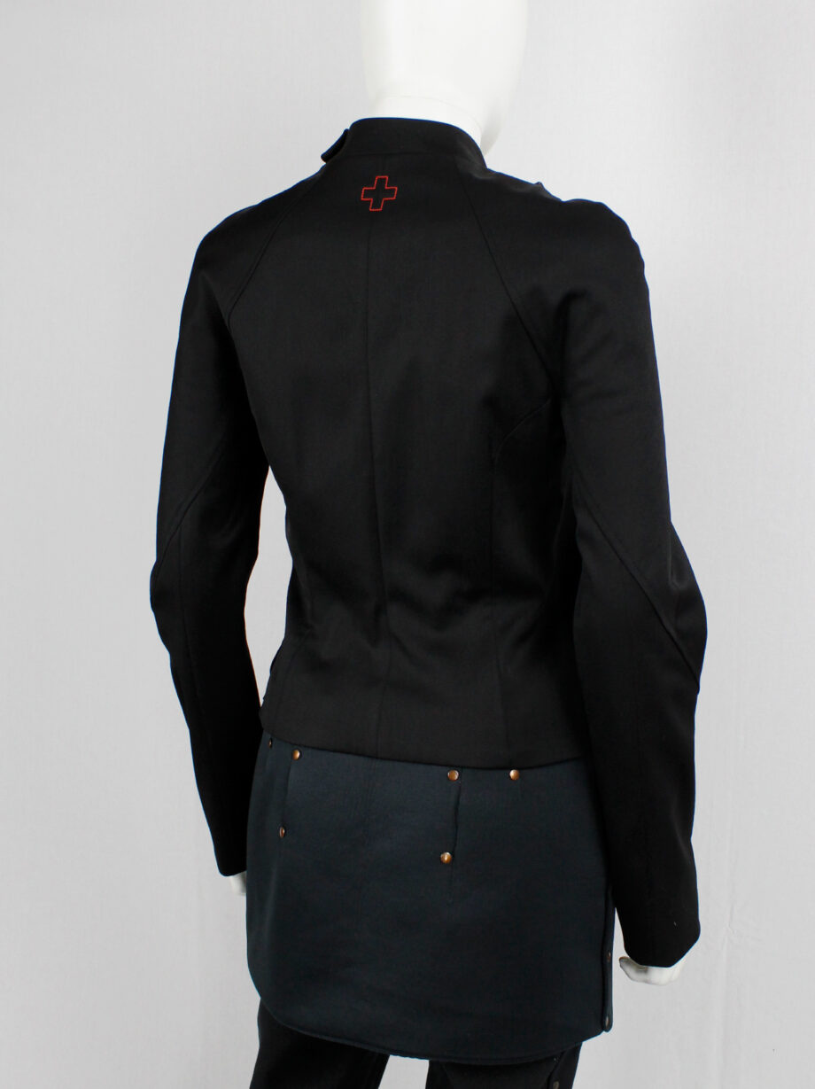 archive a f Vandevorst black draped fencing jacket with chalk print fall 2010 (4)