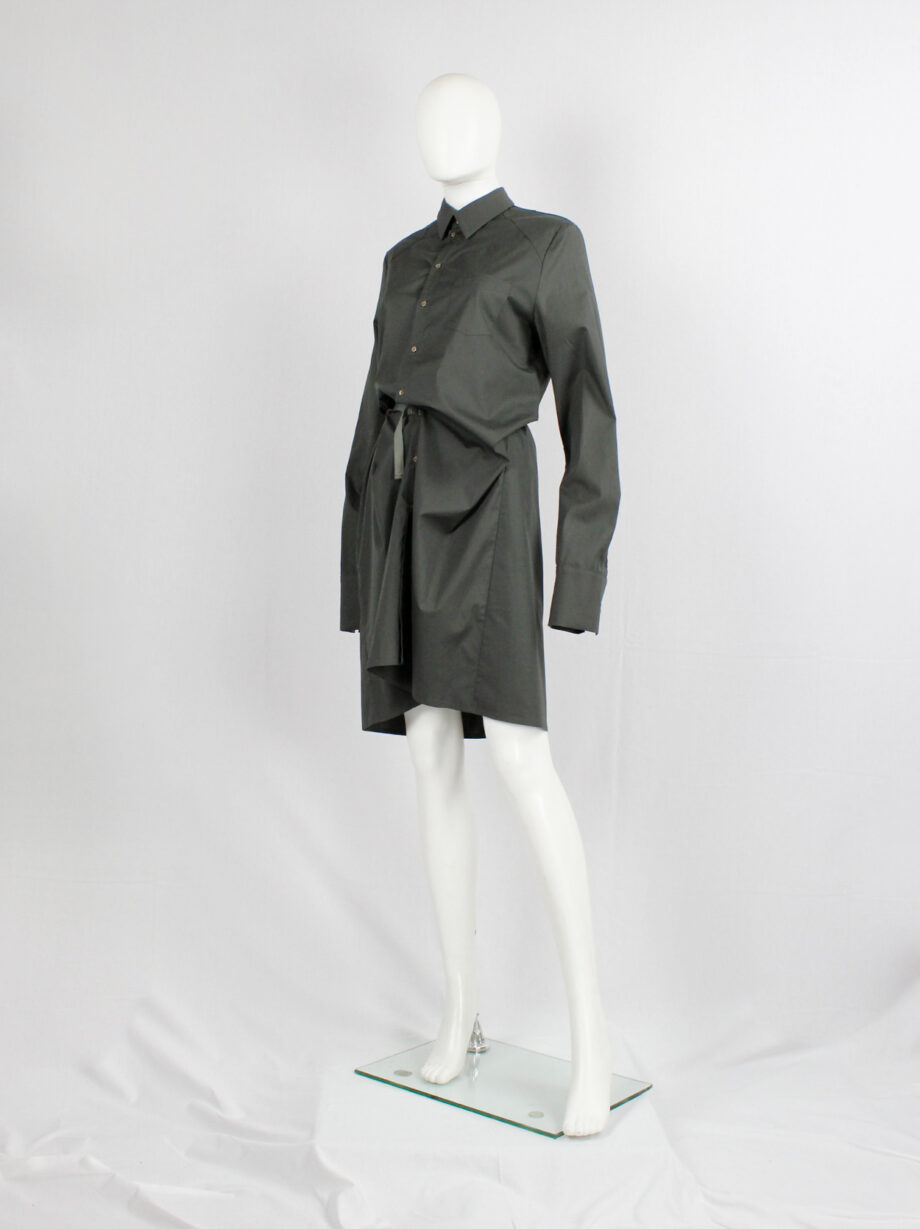 vintage A f Vandevorst army green shirt dress with strap to create a drape (16)