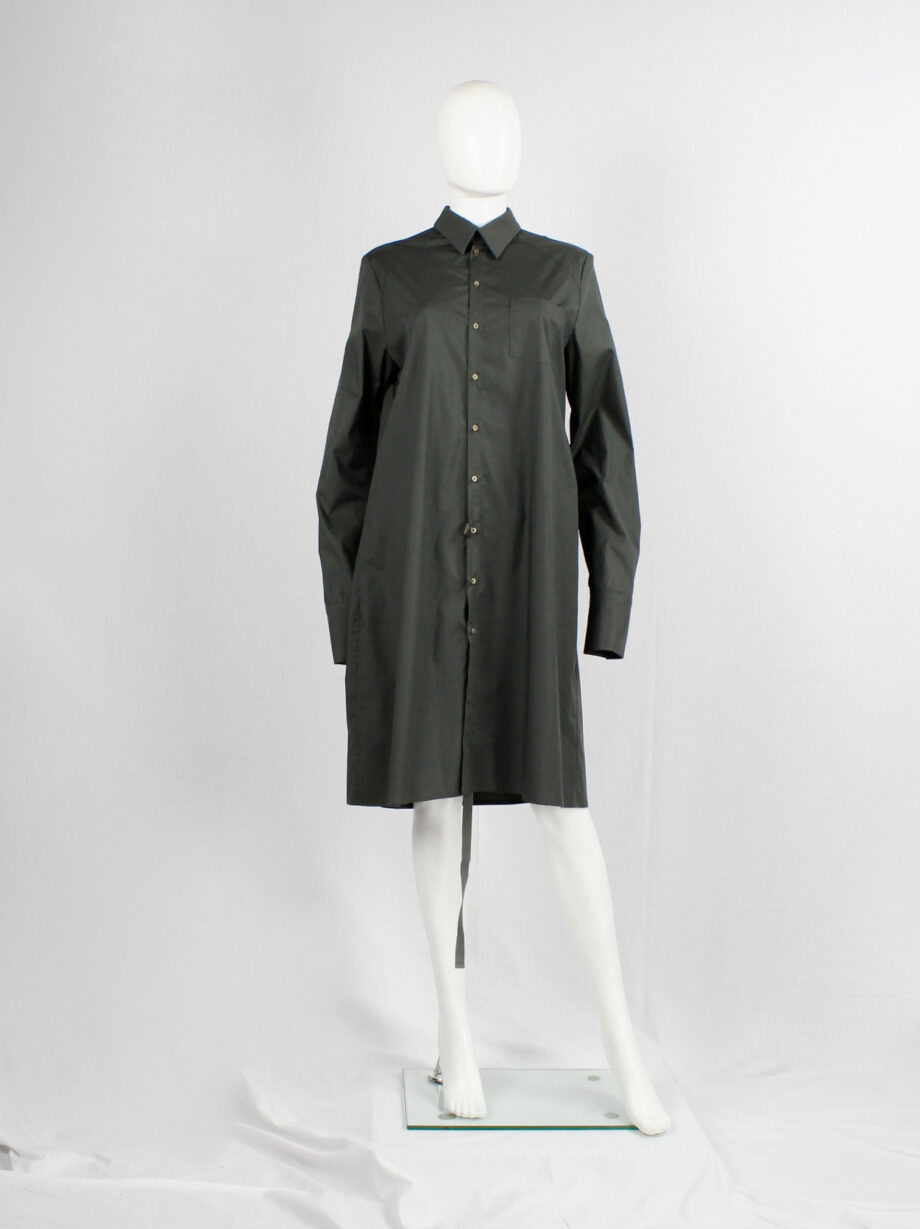 vintage A f Vandevorst army green shirt dress with strap to create a drape (9)