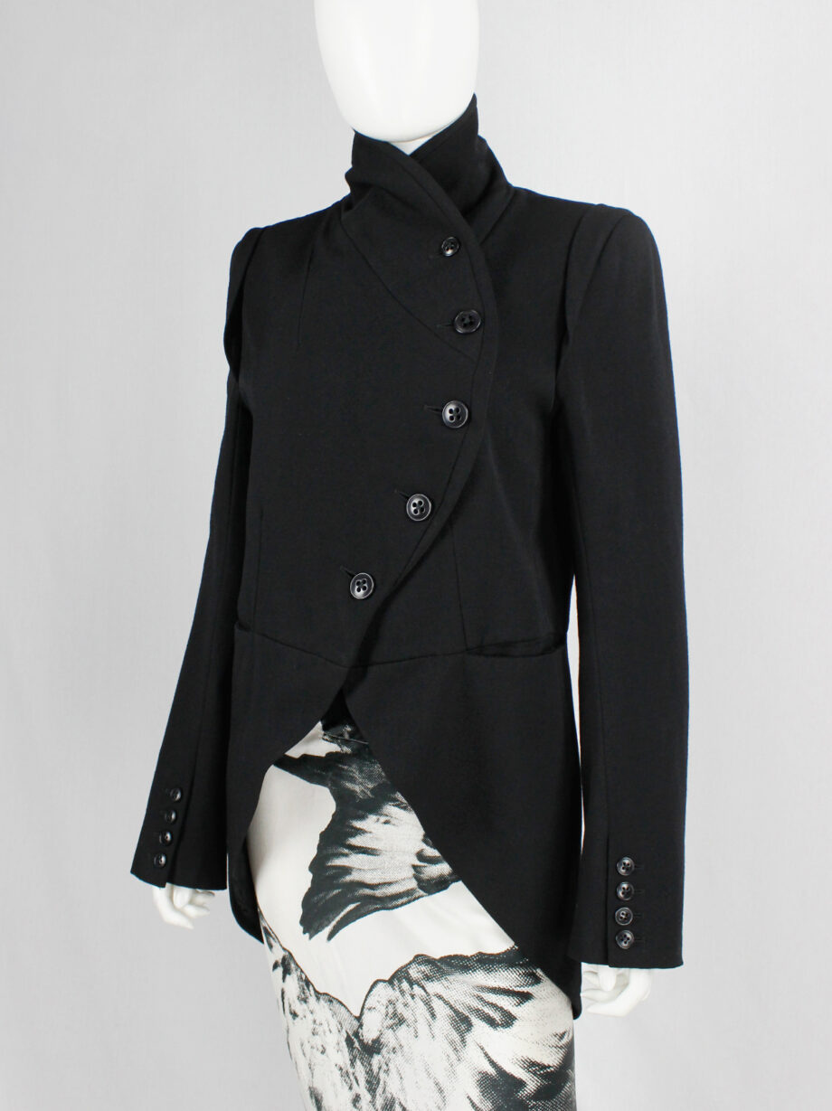 vintage Ann Demeulemeester black cutaway coat with curved buttoned front fall 2007 (10)