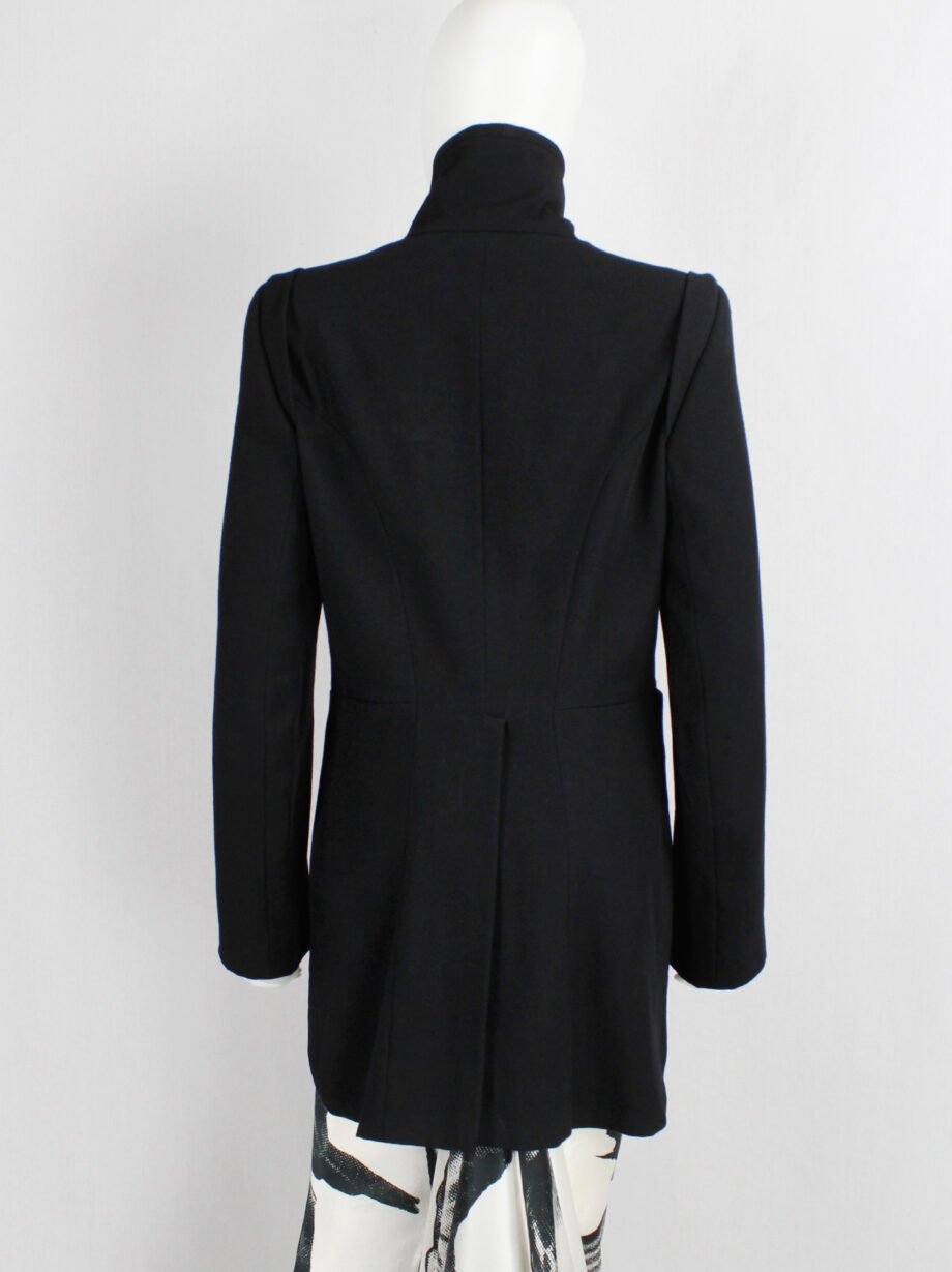 vintage Ann Demeulemeester black cutaway coat with curved buttoned front fall 2007 (13)