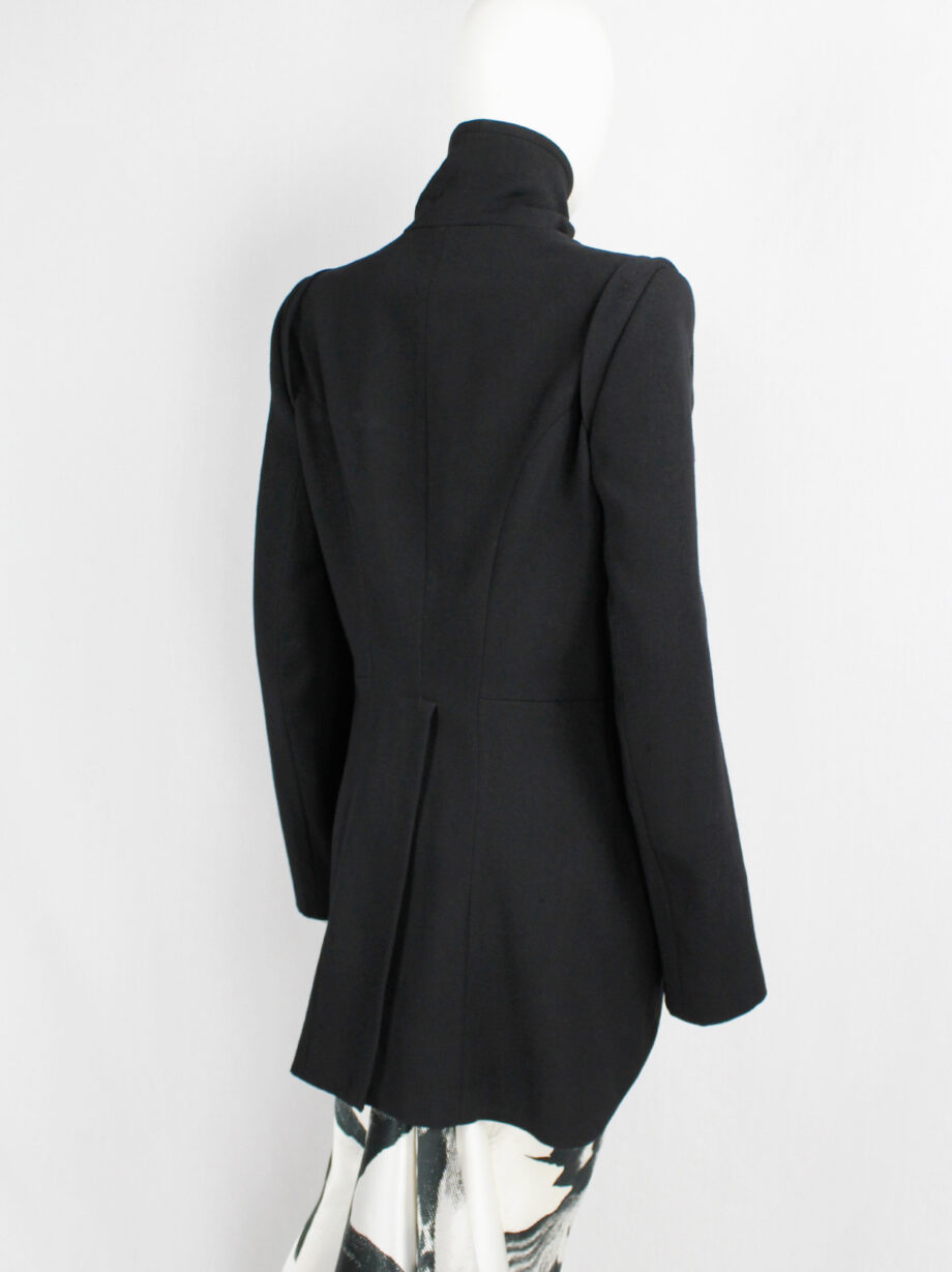 vintage Ann Demeulemeester black cutaway coat with curved buttoned front fall 2007 (14)