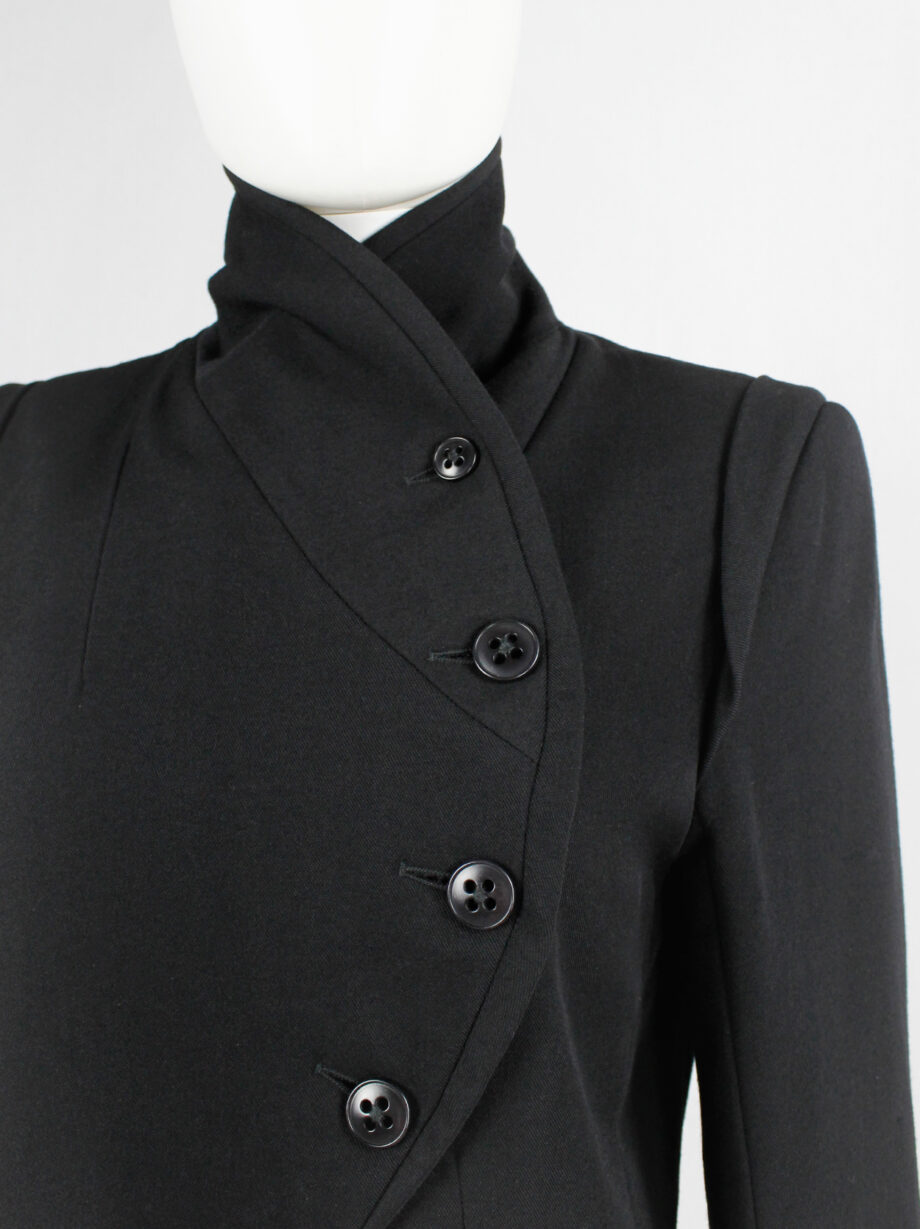 vintage Ann Demeulemeester black cutaway coat with curved buttoned front fall 2007 (9)