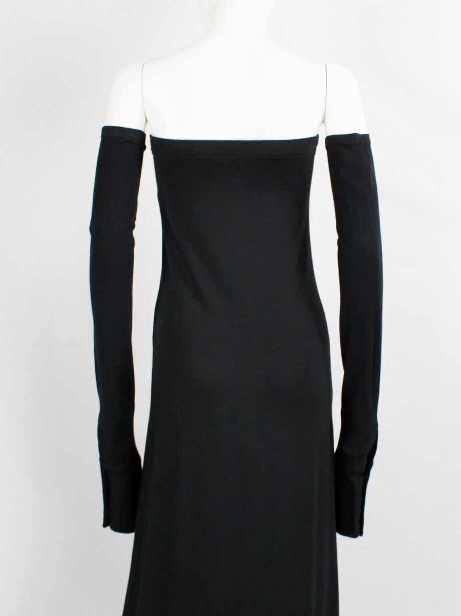 vintage Ann Demeulemeester black strapless maxi dress with separate long sleeves fall 2001 (3)