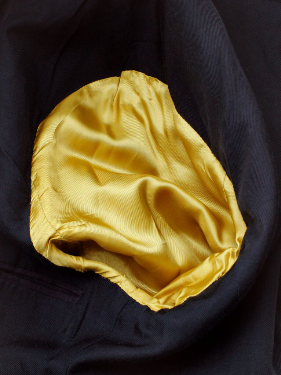 vintage Ann Demeulemeester dark grey five-button blazer and yellow lining spring 2016 (15)