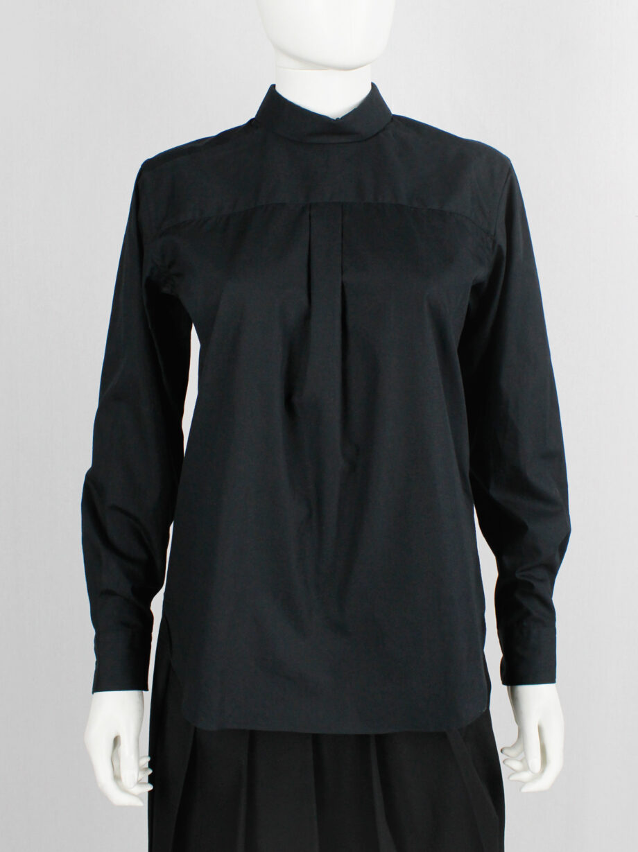 vintage Comme des garcons BLACK black button-up shirt worn backwards AD 2014 (2)