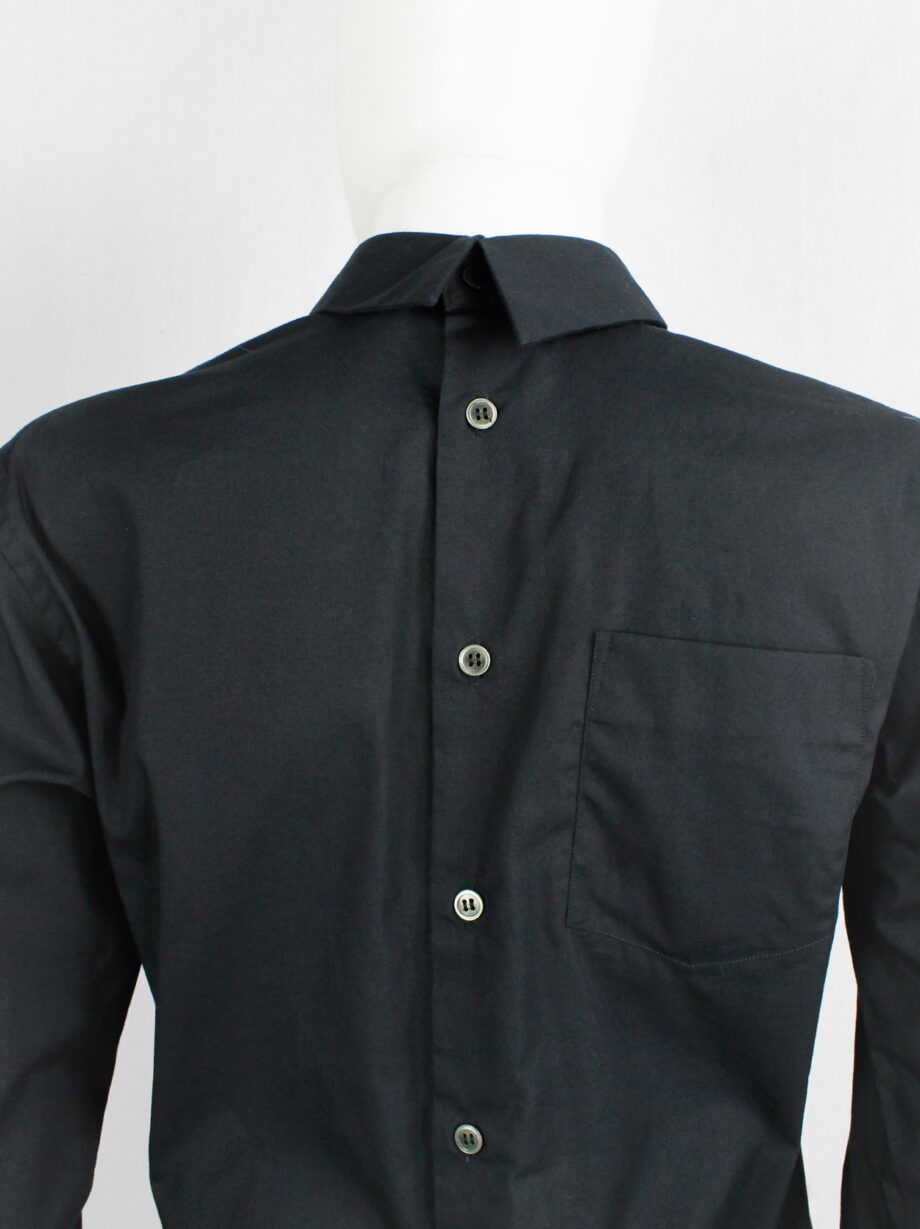 vintage Comme des garcons BLACK black button-up shirt worn backwards AD 2014 (8)