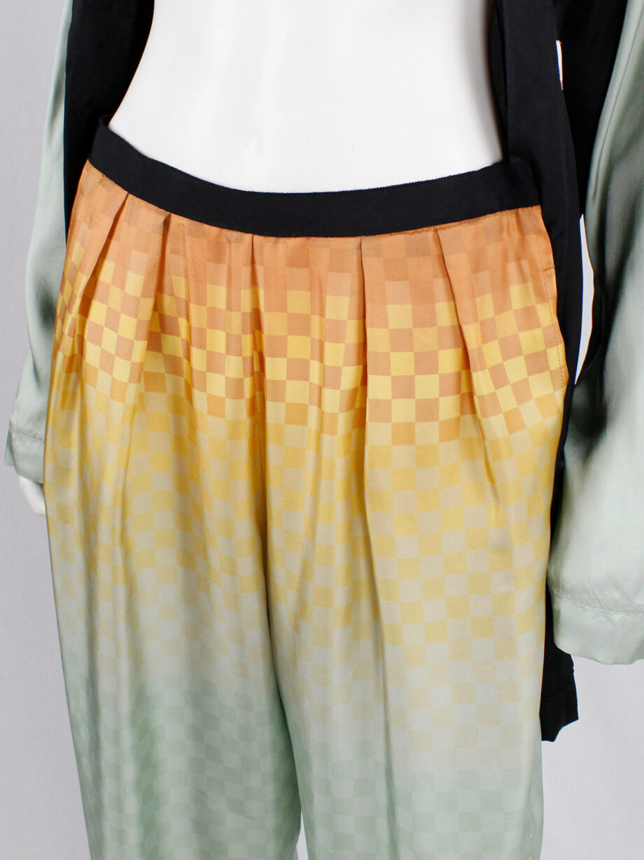vintage Dries Van Noten orange and green checkered ombre trousers spring 2009 (6)