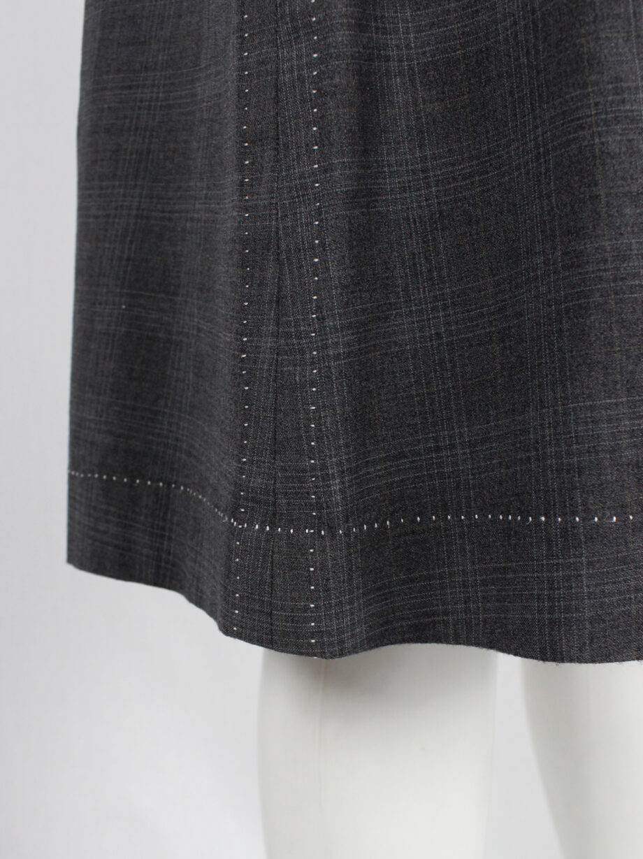 vintage Maison Martin Margiela grey tartan skirt with exposed white stitches spring 2002 (6)