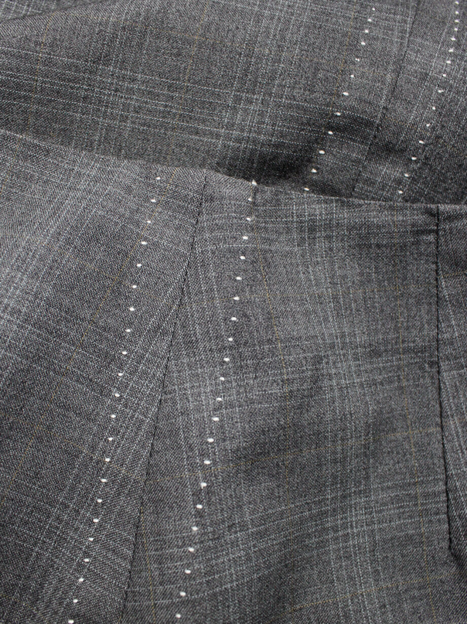 vintage Maison Martin Margiela grey tartan skirt with exposed white stitches spring 2002 (9)