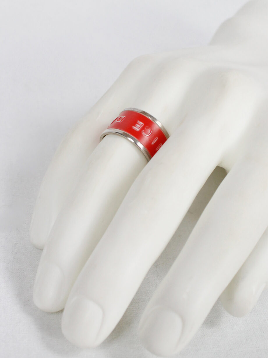 vintage Maison Martin Margiela silver ring with red have a nice day lettertape fall 2006 (3)
