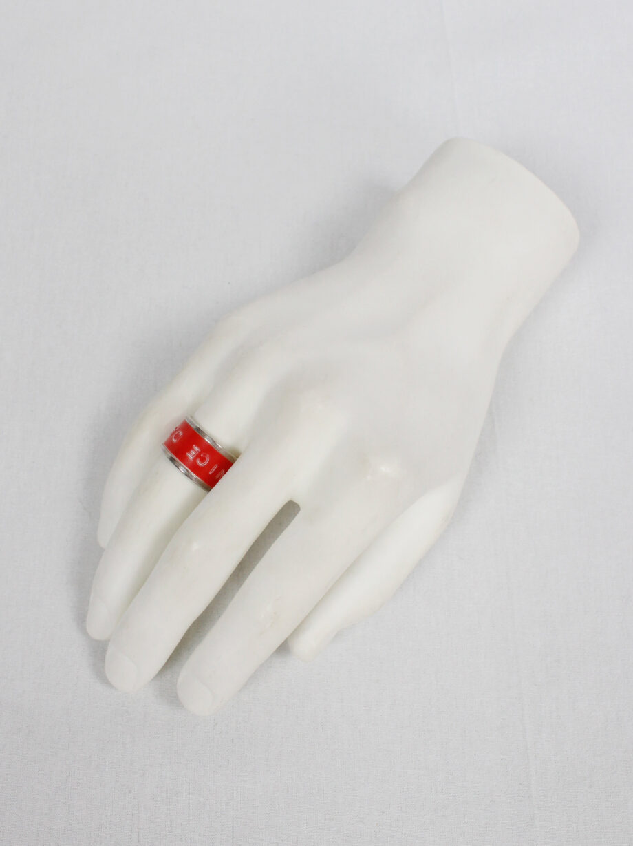 vintage Maison Martin Margiela silver ring with red have a nice day lettertape fall 2006 (4)
