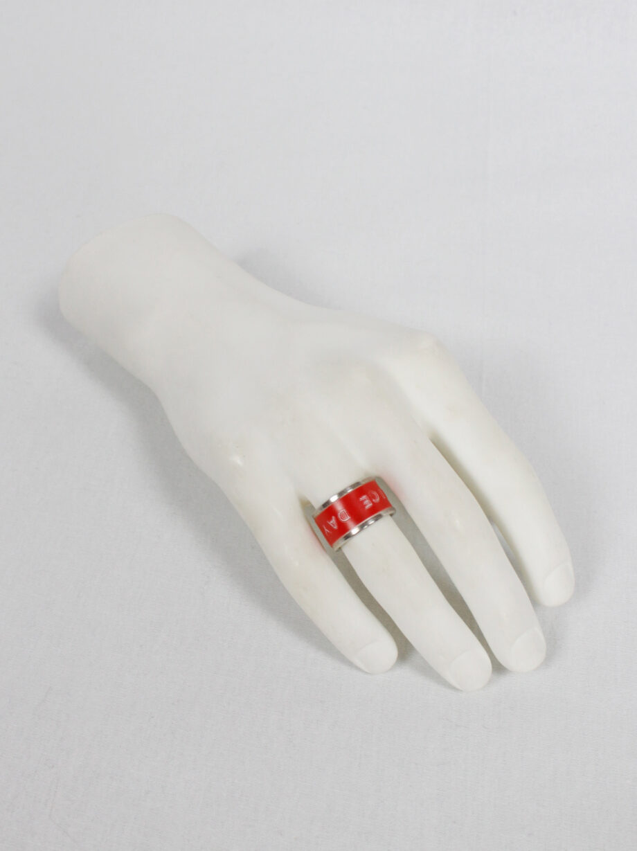 vintage Maison Martin Margiela silver ring with red have a nice day lettertape fall 2006 (5)
