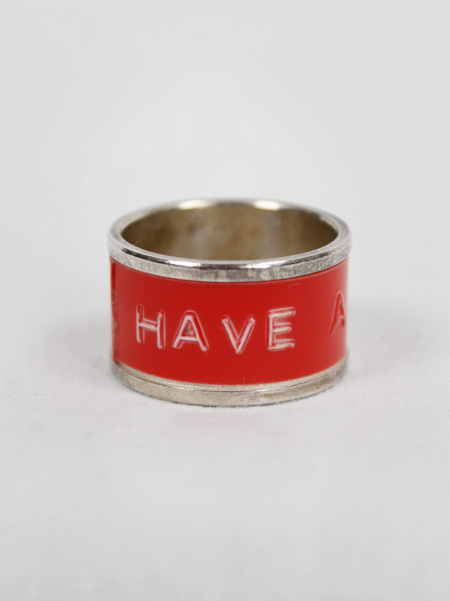 vintage Maison Martin Margiela silver ring with red have a nice day lettertape fall 2006 (6)