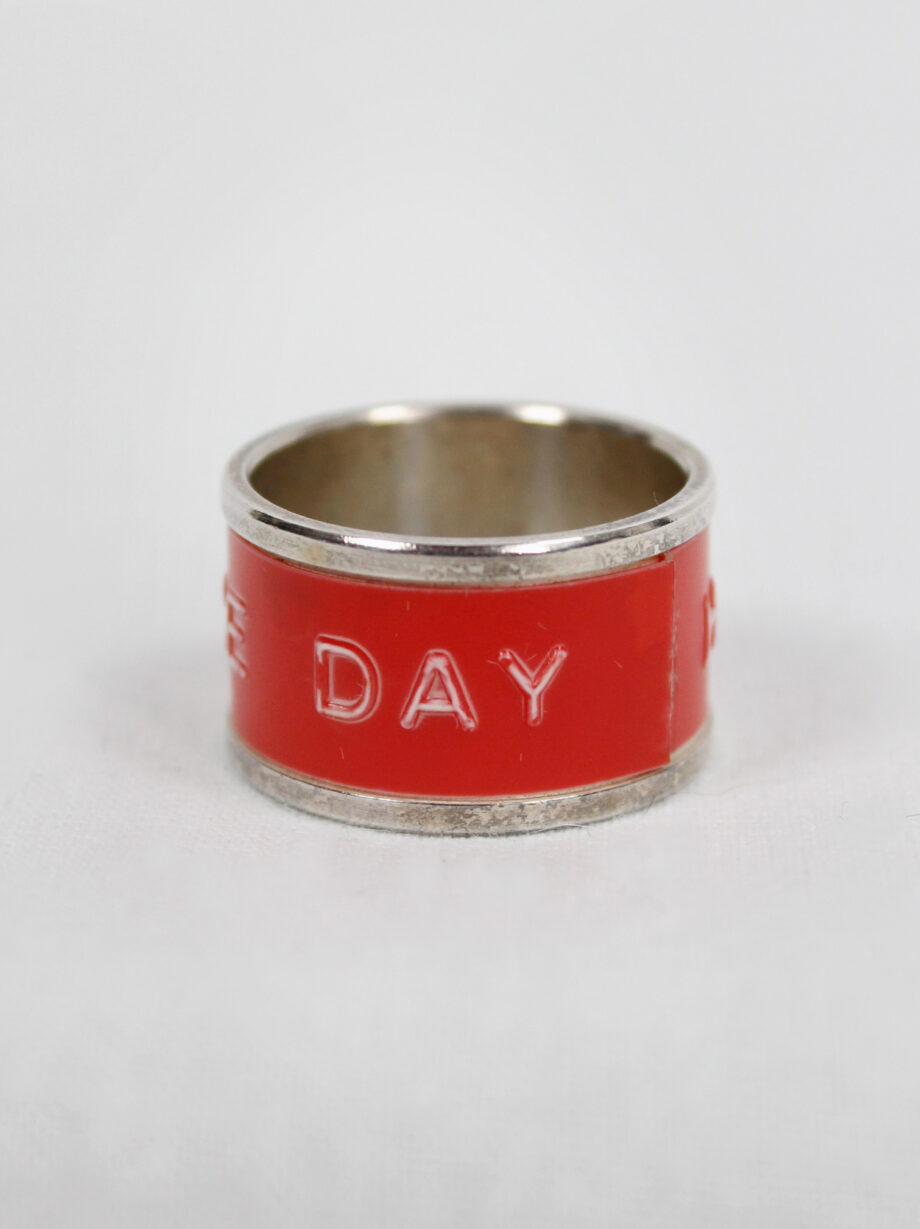 vintage Maison Martin Margiela silver ring with red have a nice day lettertape fall 2006 (8)