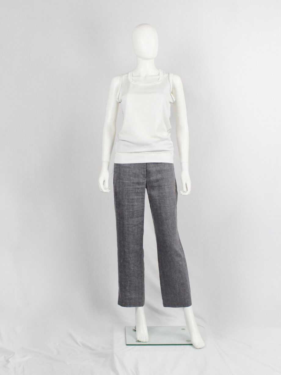 vintage Maison Martin Margiela white inside-out top with loose silver threads spring 2003 (1)