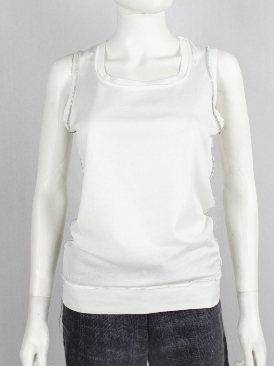 vintage Maison Martin Margiela white inside-out top with loose silver threads spring 2003 (2)