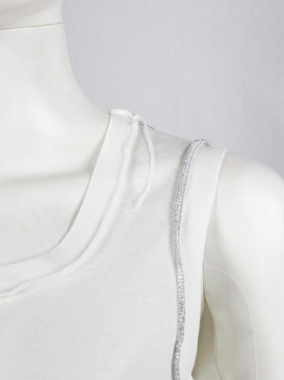 vintage Maison Martin Margiela white inside-out top with loose silver threads spring 2003 (3)
