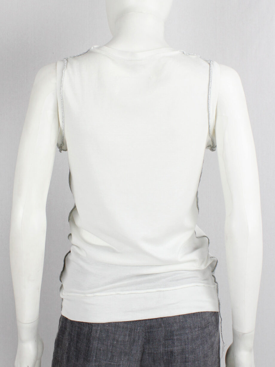vintage Maison Martin Margiela white inside-out top with loose silver threads spring 2003 (7)