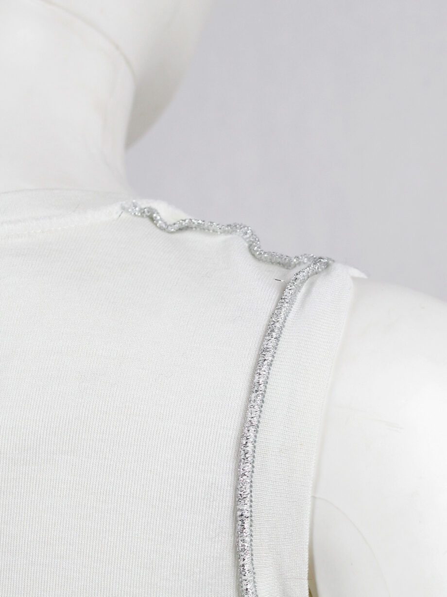 vintage Maison Martin Margiela white inside-out top with loose silver threads spring 2003 (8)