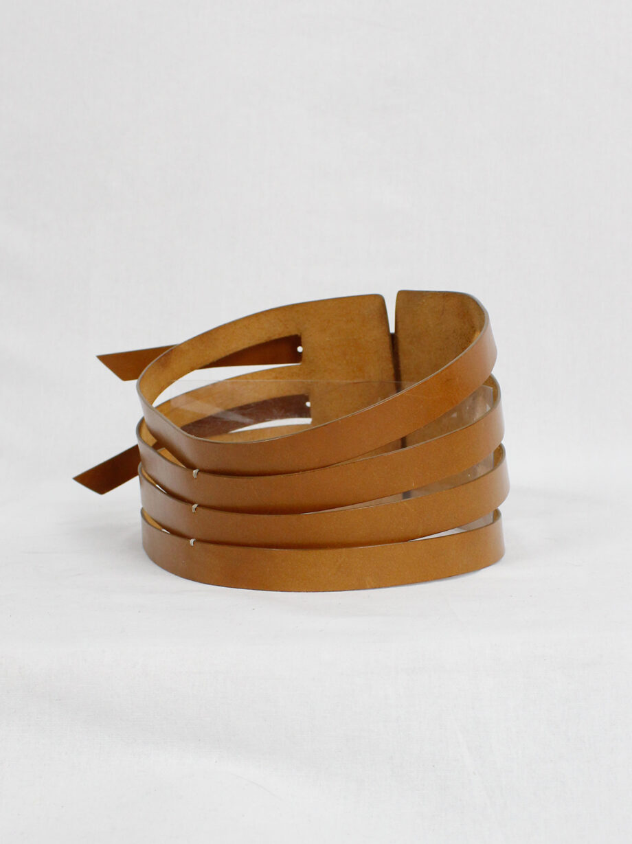 vintage Vandevorst cognac brown gladiator belt with backfolded buckles fall 2010 (1)