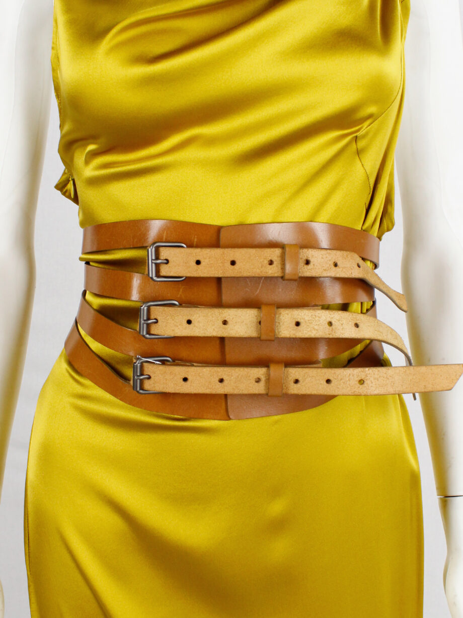 vintage Vandevorst cognac brown gladiator belt with backfolded buckles fall 2010 (15)