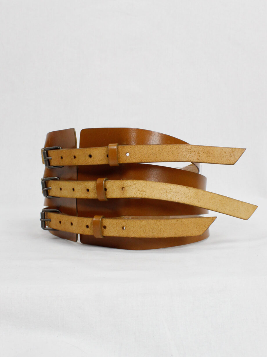 vintage Vandevorst cognac brown gladiator belt with backfolded buckles fall 2010 (20)