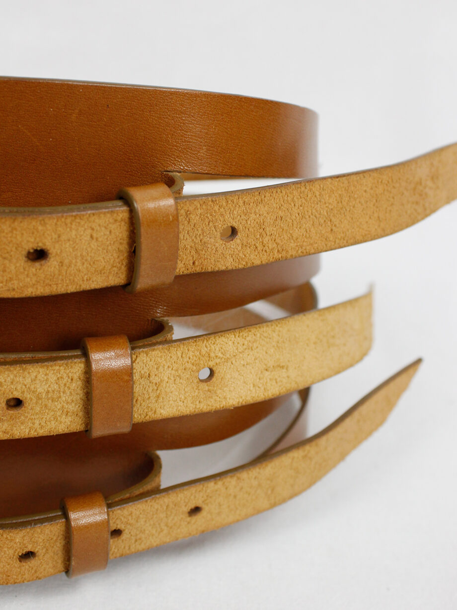 vintage Vandevorst cognac brown gladiator belt with backfolded buckles fall 2010 (4)