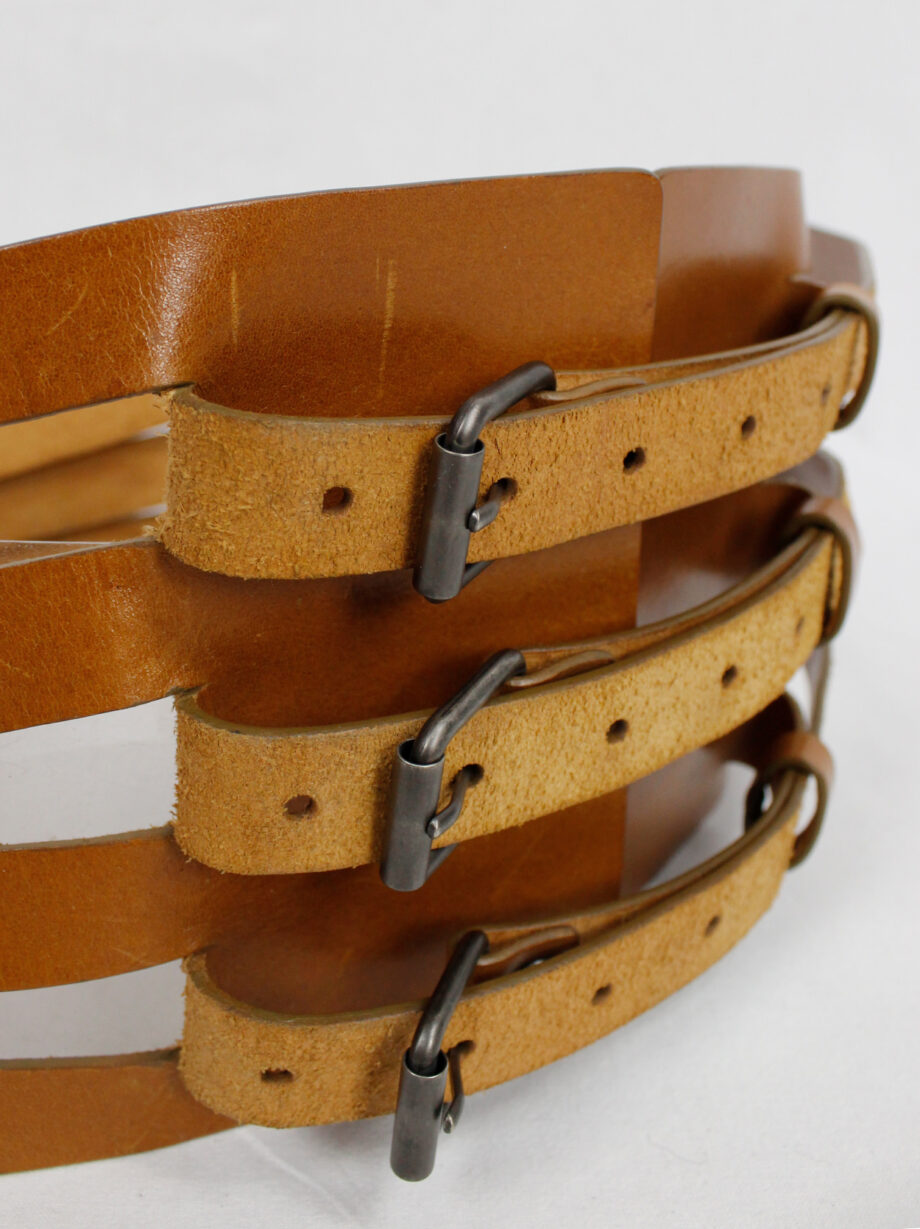vintage Vandevorst cognac brown gladiator belt with backfolded buckles fall 2010 (5)