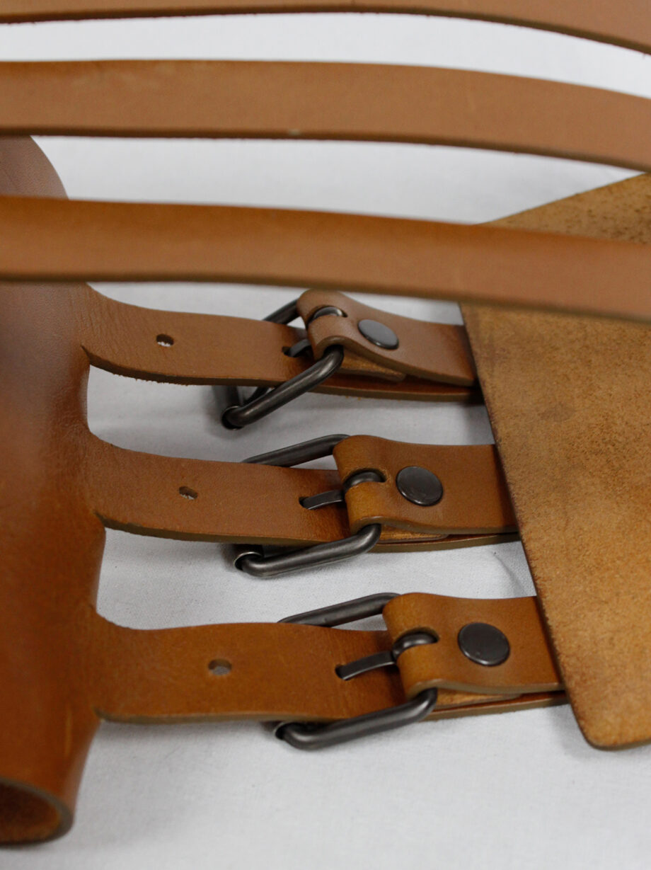 vintage Vandevorst cognac brown gladiator belt with backfolded buckles fall 2010 (7)