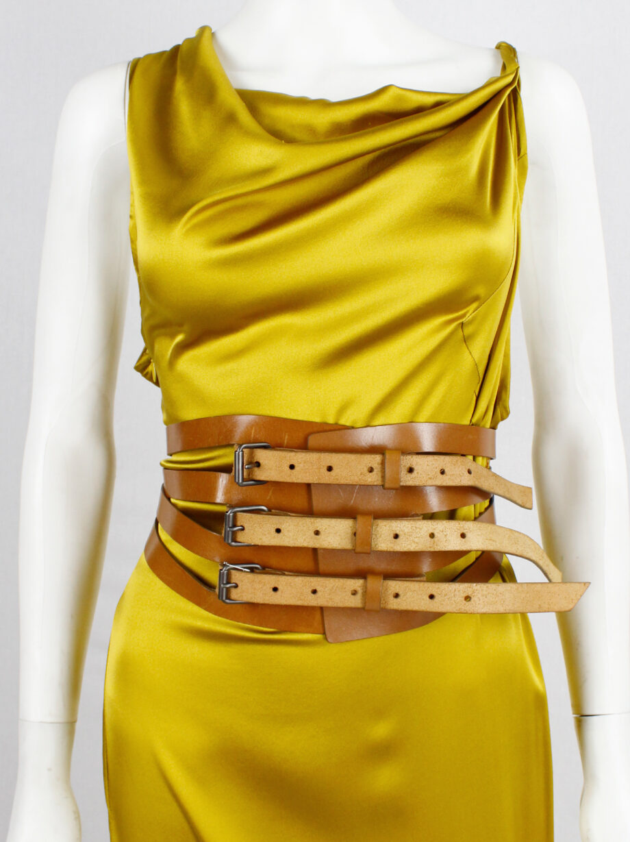 vintage Vandevorst cognac brown gladiator belt with backfolded buckles fall 2010 (8)